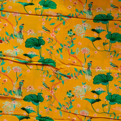 Yellow Colour Viscose Crepe Printed Fabric