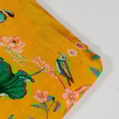 Yellow Colour Viscose Crepe Printed Fabric
