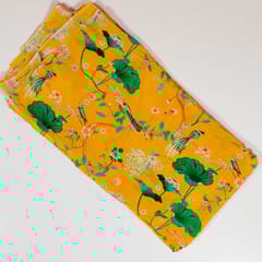 Yellow Colour Viscose Crepe Printed Fabric