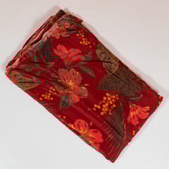 Maroon Colour Viscose Crepe Printed Fabric