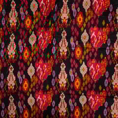 Black Colour Dola Silk Digital Printed Fabric