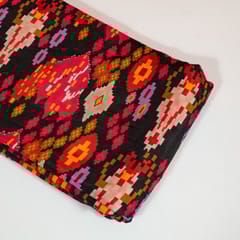 Black Colour Dola Silk Digital Printed Fabric