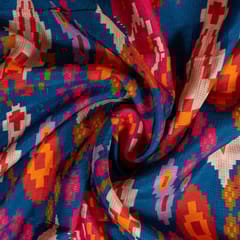 Blue Colour Dola Silk Digital Printed Fabric