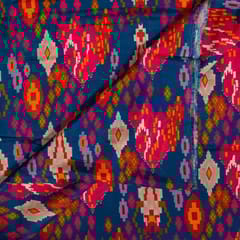Blue Colour Dola Silk Digital Printed Fabric