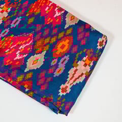 Blue Colour Dola Silk Digital Printed Fabric