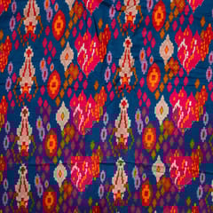 Blue Colour Dola Silk Digital Printed Fabric