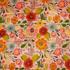 Pink Colour Dola Silk Digital Printed Fabric