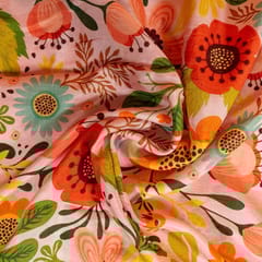 Pink Colour Dola Silk Digital Printed Fabric