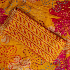 5 Mtr Yellow Colour Dola Silk Digital Printed Set