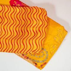 5 Mtr Yellow Colour Dola Silk Digital Printed Set