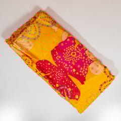 Yellow Colour Dola Silk Digital Printed Fabric