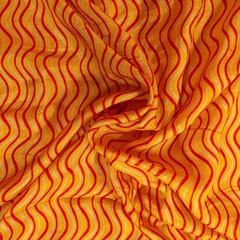 Yellow Colour Dola Silk Digital Printed Fabric