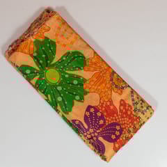 Peach Colour Dola Silk Digital Printed Fabric