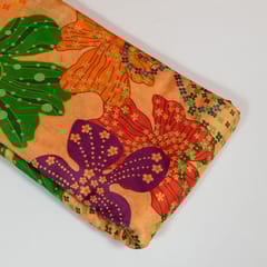Peach Colour Dola Silk Digital Printed Fabric