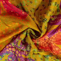 Mehendi Green Color Dola Silk Digital Printed Fabric