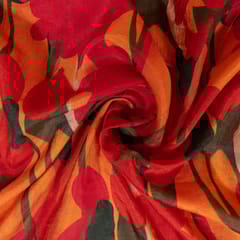Multi Color Dola Silk Digital Printed Fabric