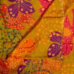 Mehendi Green Color Dola Silk Digital Printed Fabric