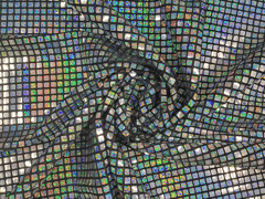 Silver Square Disco Foil Polyester Fabric