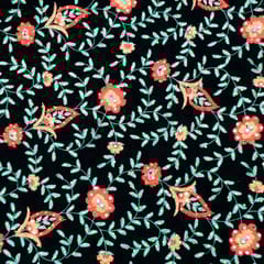 Navy Blue Color Velvet Embroidered Fabric