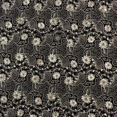 Black Colour Velvet Embroidered Fabric
