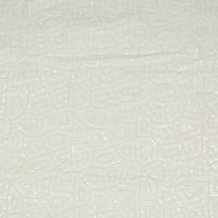 White Dyeable Georgette Beeds Embroidered Fabric