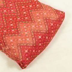 Red Colour Dola Silk Jacquard Printed Fabric