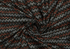 Printed Cotton Cambric Black Grey Chevron