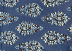 Printed Cotton Cambric Blue Leaves