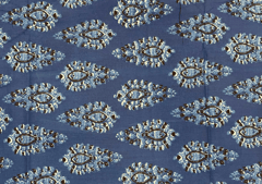Printed Cotton Cambric Blue Leaves