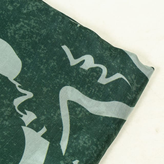Green Colour Uppada Silk Digital Printed Fabric