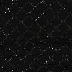 Black Colour Georgette Beeds Embroidered Fabric