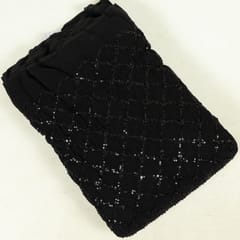Black Colour Georgette Beeds Embroidered Fabric