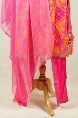 Multi Colour Cotton Print with Embroidered Shirt with Bottom and Chiffon Dupatta
