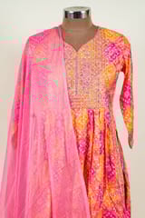 Multi Colour Cotton Print with Embroidered Shirt with Bottom and Chiffon Dupatta