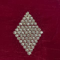 Red Color Velvet Embroidered Fabric