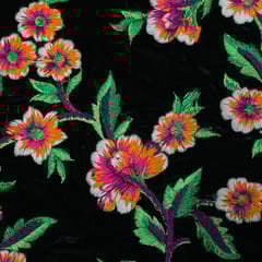 Black Color Velvet Embroidered Fabric