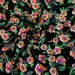 Black Color Velvet Embroidered Fabric