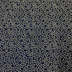 Navy Blue Color Velvet Embroidered Fabric