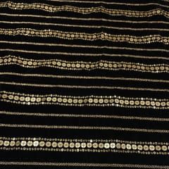 Navy Blue Color Velvet Embroidered Fabric
