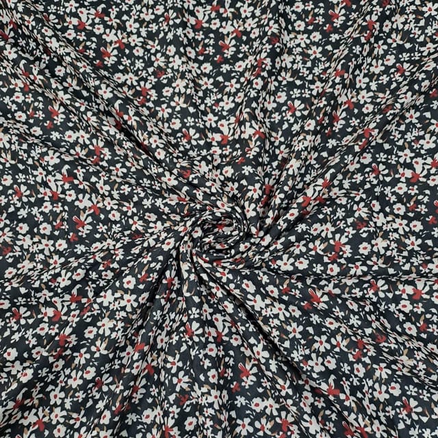 Black Color Semi Pashmina Printed Fabric