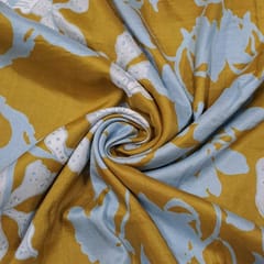 Mustard Color Pure Dupion Silk Printed Fabric