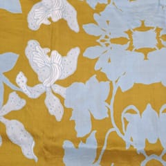 Mustard Color Pure Dupion Silk Printed Fabric