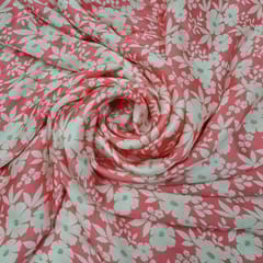 Baby Pink Color Satin Printed Fabric