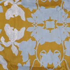 Mustard Color Pure Dupion Silk Printed Fabric