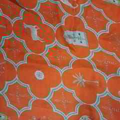 Red Color Satin Printed Fabric