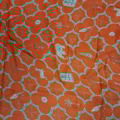 Red Color Satin Printed Fabric
