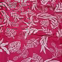 Pink Color Satin Printed Fabric