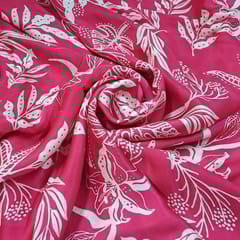 Pink Color Satin Printed Fabric