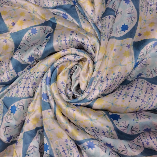 Multi Color Satin Printed Fabric