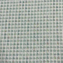Sea Green Color Tweed Checks Fabric